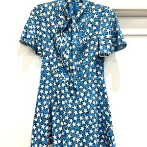 Blue and White Star Print Dress